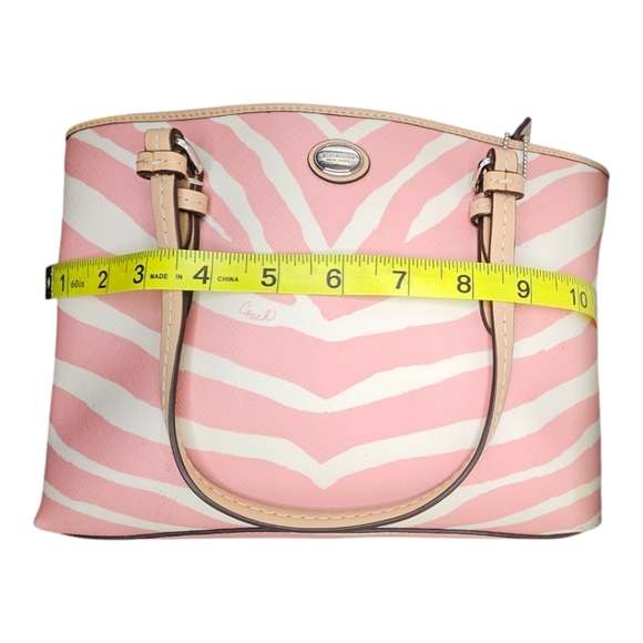 Coach Pink Peyton Zebra Stripe Small Tote with Silver Accents - Picture 8 of 11